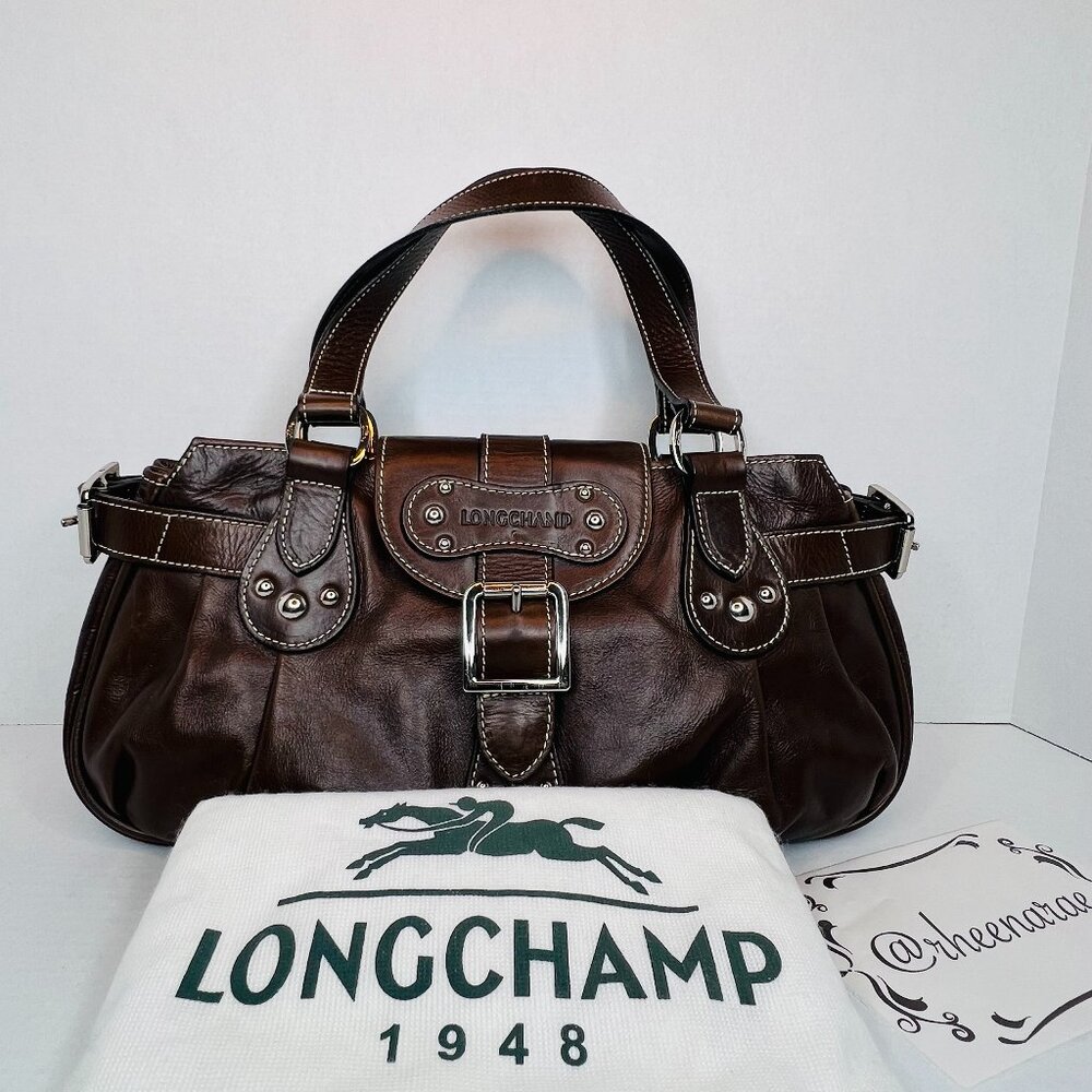 Authentic Vintage LONGCHAMP Idole Leather Handbag with Dustbag - Brown Color